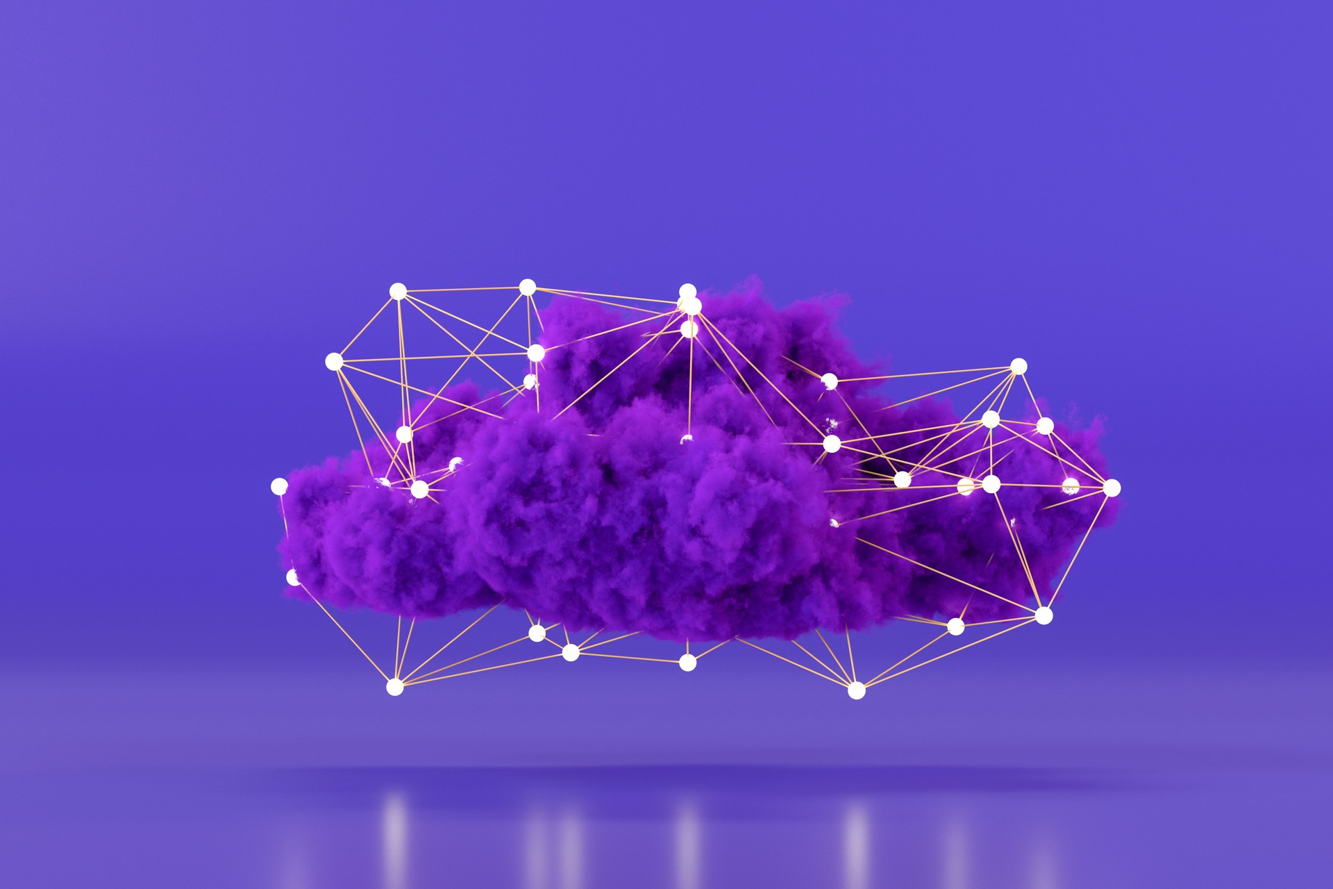 Fond futuriste avec technologie cloud et réseau en néons 